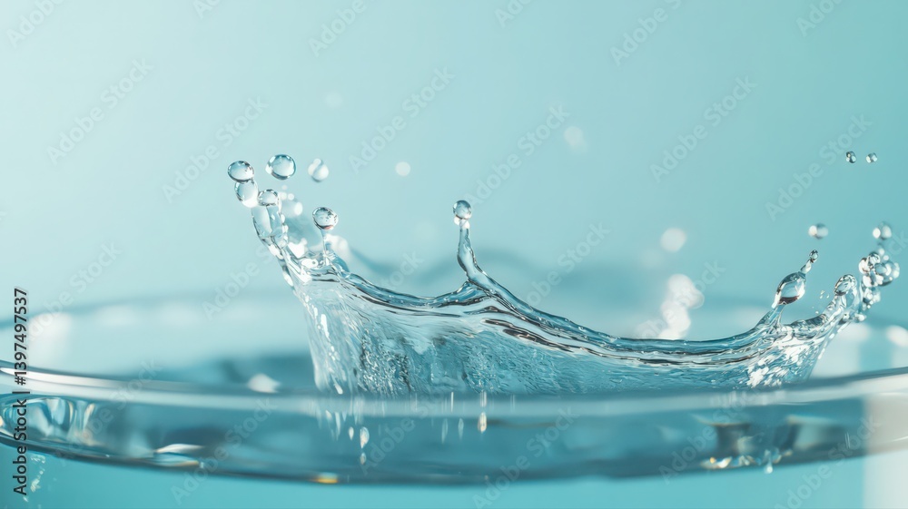 Water Droplet Splash in Glass, Close-up View