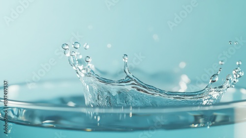 Obraz na płótnie Water Droplet Splash in Glass, Close-up View w salonie