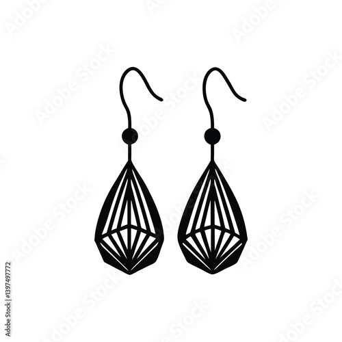Elegant Dangle Earrings Silhouette Black Jewelry Fashion Accessory Stylish Ornament Vector
