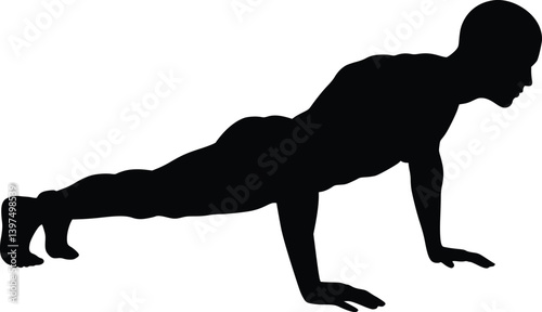 Silhouette of a person in a plank position, showcasing core strength and stability in a fundamental exercise pose