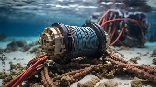 Obraz na płótnie Oceanic data cable resting on the seabed.generative.ai w salonie