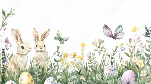 easter bunny with easter eggs