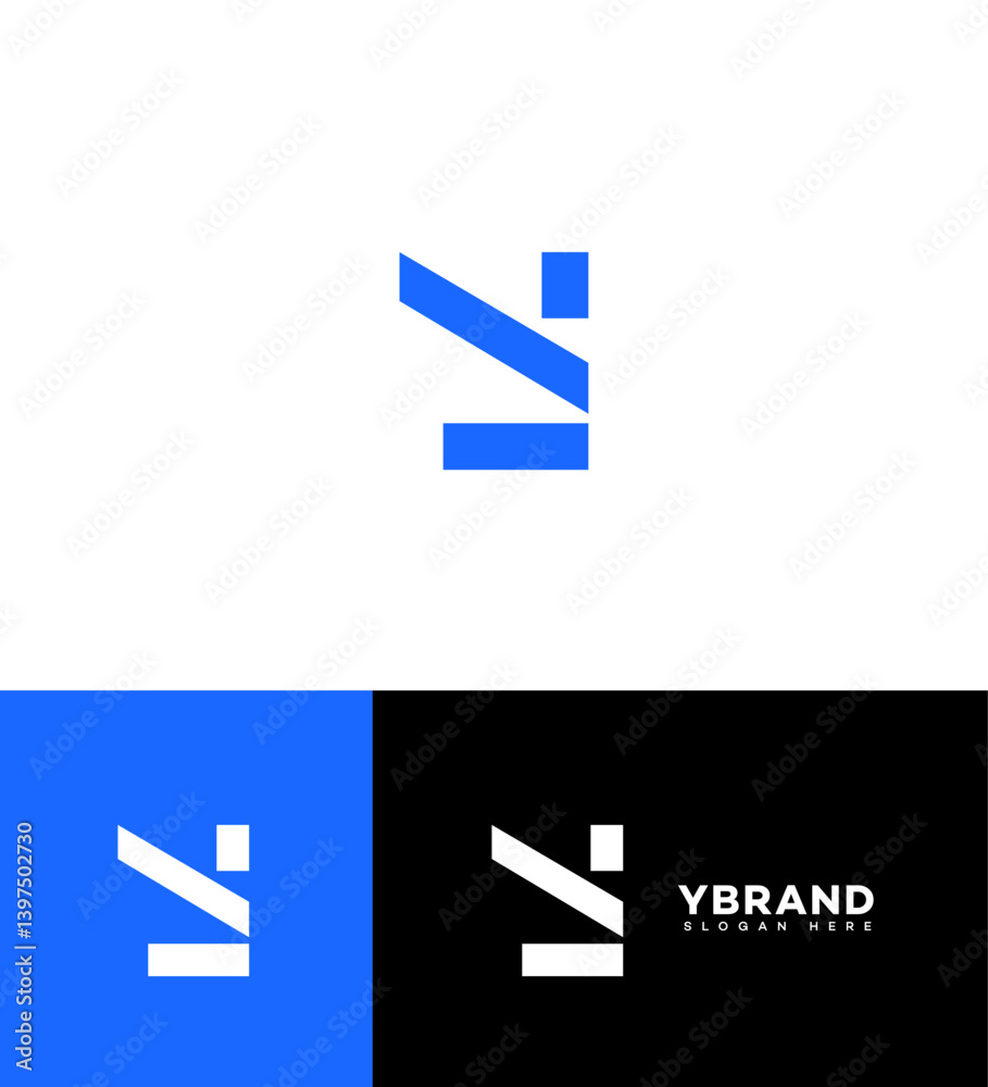 Abstract Y Letter Logo Design Minimalist Geometric Blue White Abstract Y Letter Logo Design Minimalist Geometric Blue White