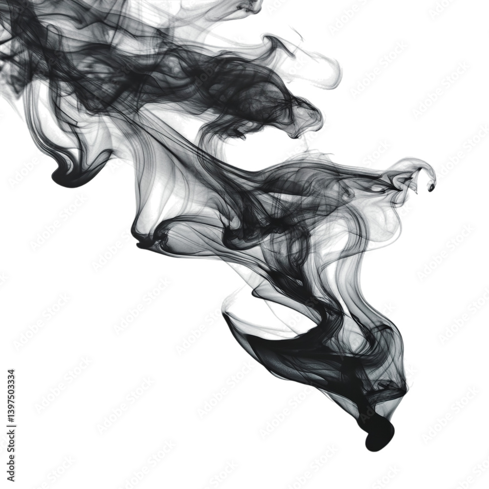 Fototapeta premium Black smoke effect overlay transparent background png abstract design element graphic resource 100 characters