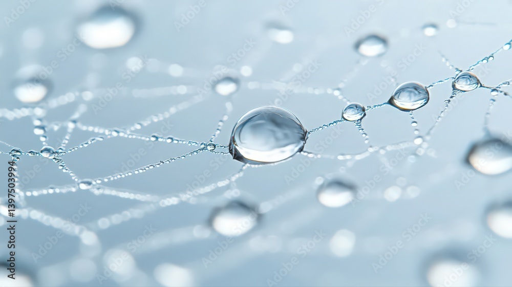 Water Droplets on Spiderweb: Close-Up Macro Photography