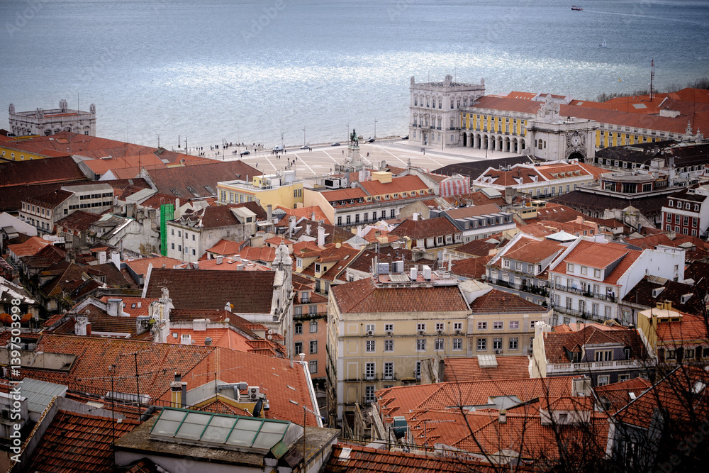 Lisbon Rooftops and Waterfront at Daytime