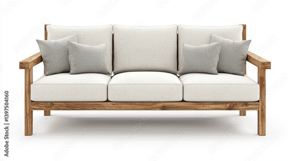 Modern wooden sofa against white background. Possible use Furniture catalog, interior design Modern wooden sofa against white background. Possible use Furniture catalog, interior design