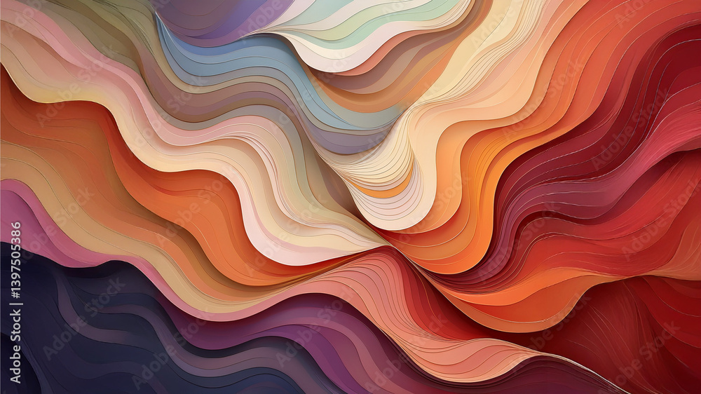 An abstract composition with flowing layers in vibrant colors of red, orange, yellow, green, blue, and purple, representing the LGBTQ+ pride flag. The textured patterns evoke depth, fluidity, and moti An abstract composition with flowing layers in vibrant colors of red, orange, yellow, green, blue, and purple, representing the LGBTQ+ pride flag. The textured patterns evoke depth, fluidity, and moti