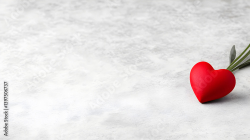 Red heart symbolizing love and affection on a soft surface representing romance and connection in relationships, ideal for Valentine's Day or romantic occasions, love concept