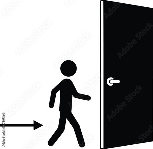 Silhouette of a person walking towards an open door, symbolizing opportunity and transition