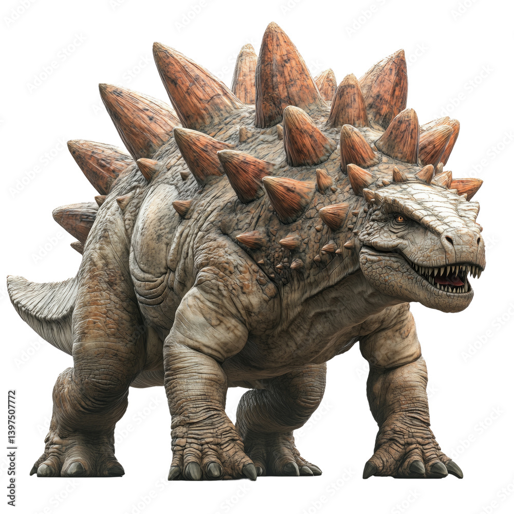Fototapeta premium Dinosaur stegosaurus on a transparent background illustration fantasy realism