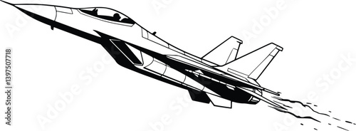 Silhouette of a fighter jet flying, showcasing speed and power in the sky


