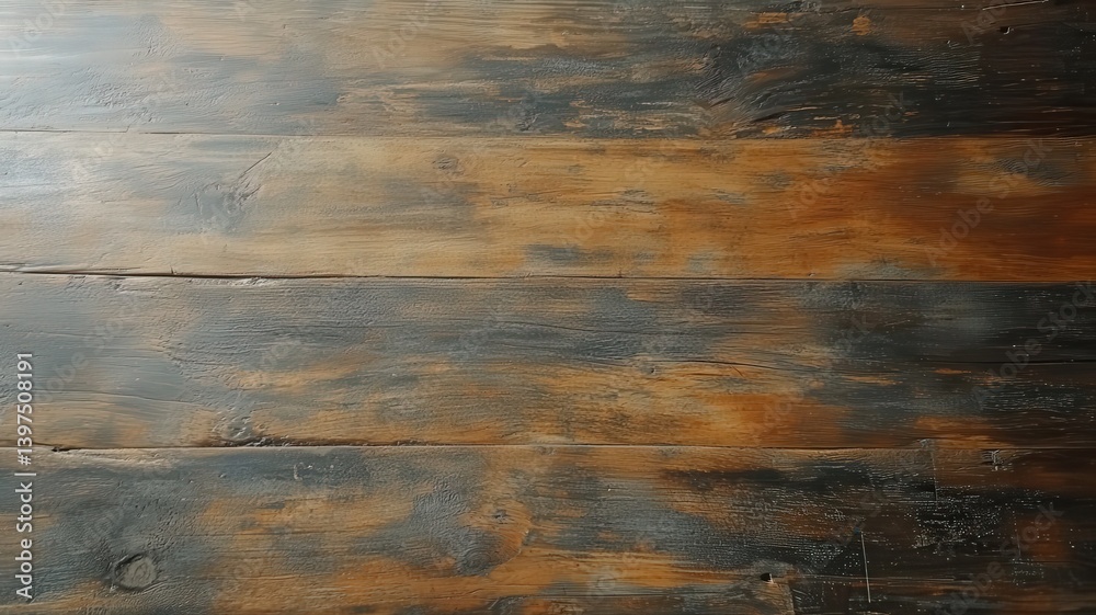 Weathered Brown Wooden Planks with Peeling Black Paint for Rustic Textured Backgrounds and Vintage Design Elements Featuring Horizontal Lines and Distressed Surface