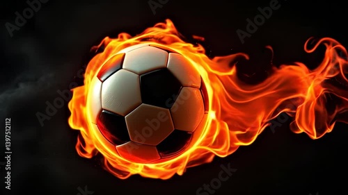 Blazing Soccer Ball in Dynamic Flames High Energy Sports Motion Graphic