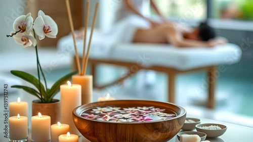 Tranquil Spa Retreat with Floating Flowers and Orchids
