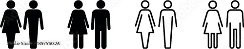 Man and Woman Icon Set – Male and Female Symbol Vector Illustration