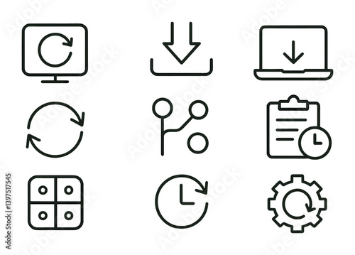 Download and update icons set: linear style for tech and productivity