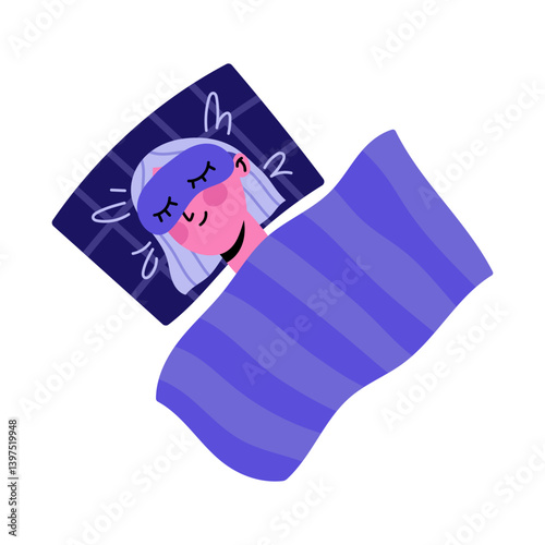 Young woman sleeps in sleep mask