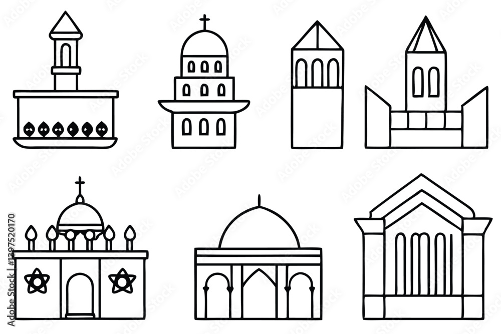 Fototapeta premium Different Types of Synagogue Vector Art