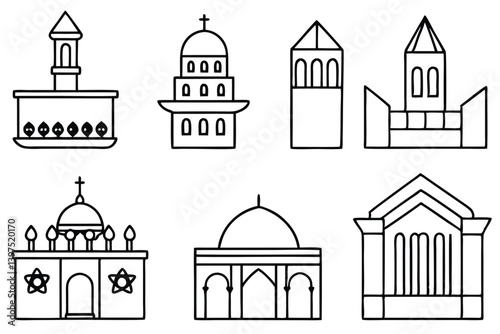Different Types of Synagogue Vector Art