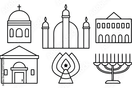 Collection of Synagogue Illustration Styles