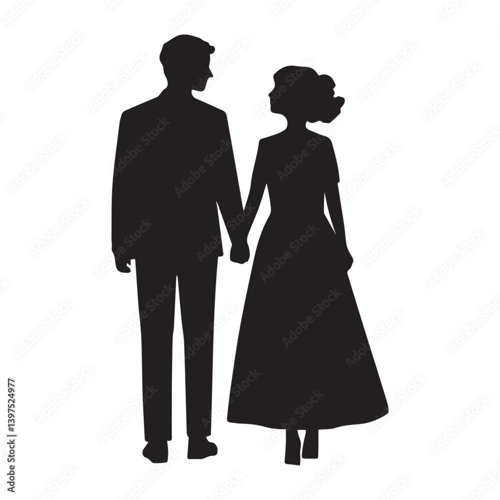 Hand drawn couple silhouette on white background Hand drawn couple silhouette on white background