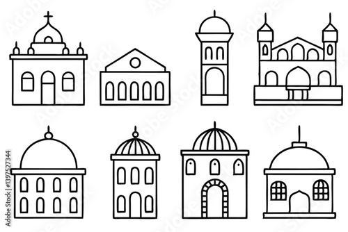 Variety of Synagogue Line Art Collection