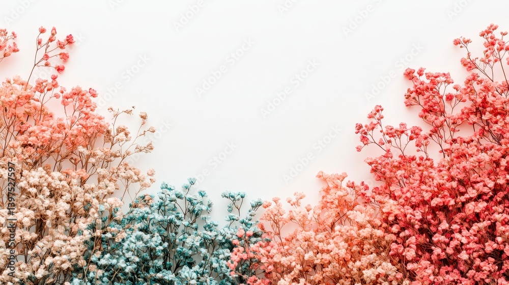Pastel Dried Flower Arrangement on White Background Pastel Dried Flower Arrangement on White Background