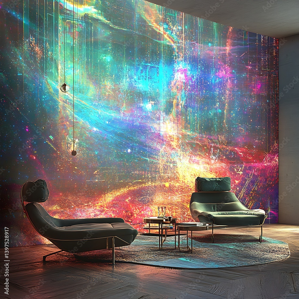 High tech neon grid with luminous lines in a virtual world high resolution picture