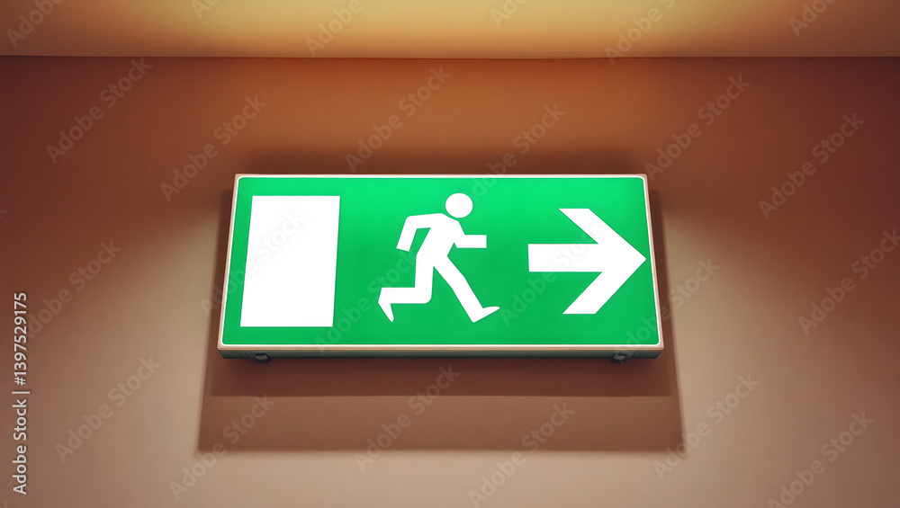 Emergency Exit Sign Illuminated Green Rectangular Safety Signal Emergency Exit Sign Illuminated Green Rectangular Safety Signal