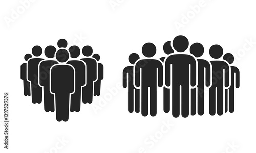 People group icon. Teamwork concept, human figures, community symbol, social unity, crowd illustration