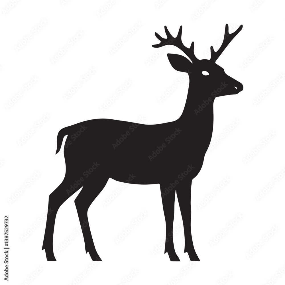 Obraz premium Deer vector silhouette vector illustration on white background