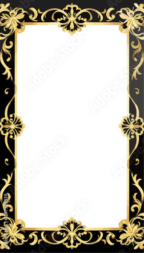 Decorative Baroque Frame in Gold for Text or Images with copy space