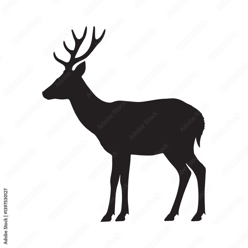 Obraz premium Deer vector silhouette vector illustration on white background