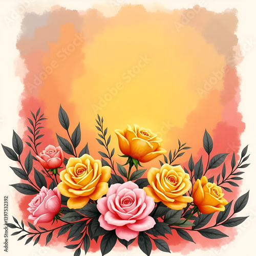 red rose on a yellow background