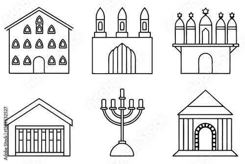 Synagogue Outline Symbols Collection