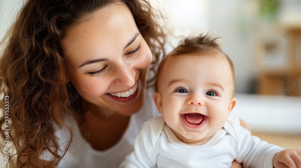 Mother cherishes her newborn baby with warmth and affection at home Mother cherishes her newborn baby with warmth and affection at home