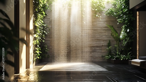 Obraz na płótnie Modern bathroom with unique shower system and illuminated design high resolution picture w salonie