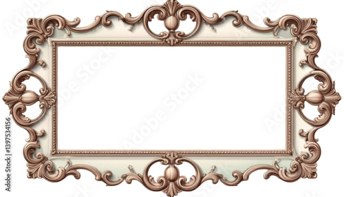 Ornate rococo frame in copper color representing luxury and decoration