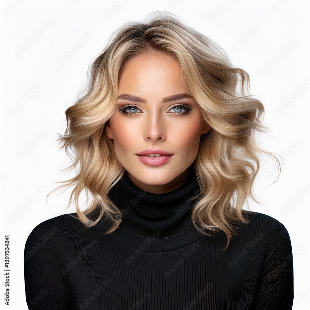 Hübsche junge blonde Frau, weißer Hintergrund