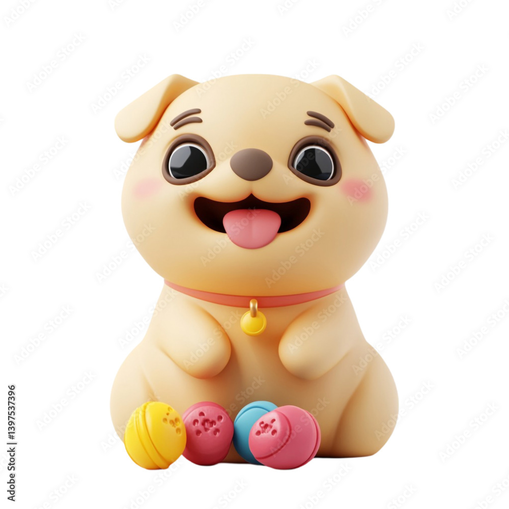 Cute cartoon puppy playful pup with colorful balls adorable pet happy dog Cute cartoon puppy playful pup with colorful balls adorable pet happy dog