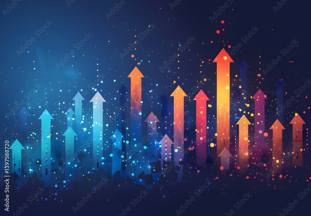 Fototapeta premium Arrow dark blue background. Digital Marketing, growth and development