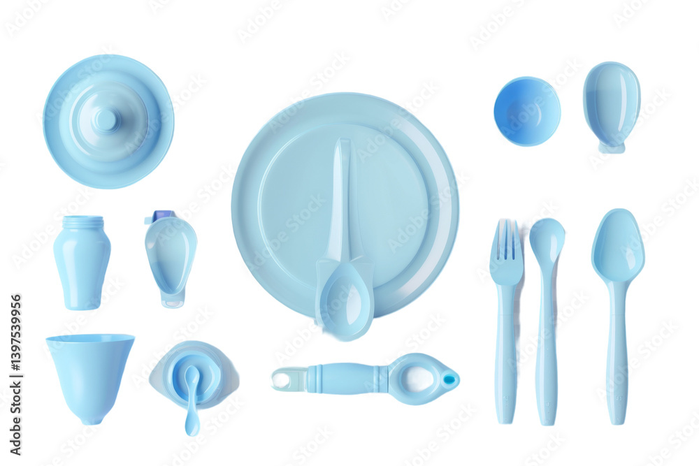 Fototapeta premium Premium Silicone Feeding Sets Display Isolated On Transparent Background