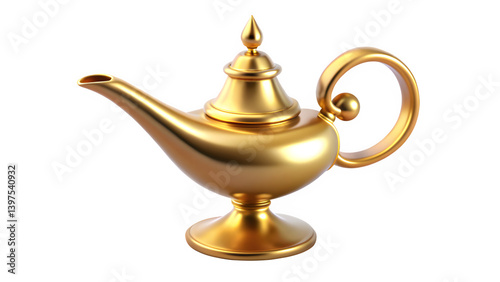 3D Rendering of Genie from Lamp, Cartoon Plastic Style Icon Isolated on Transparent Background
