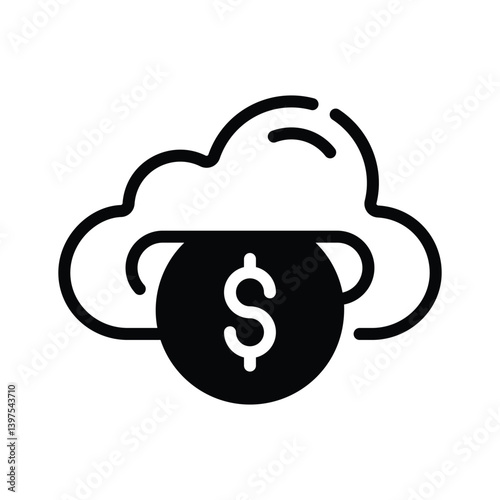 Simple yet handy glyph style icon of cloud money