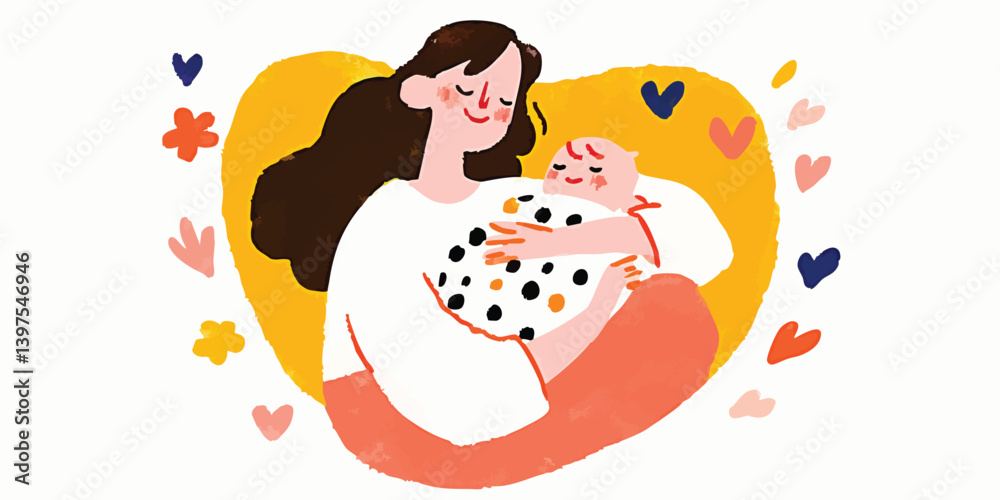 Mother's love, a tender embrace, warm colors, gentle illustration. Mother's love, a tender embrace, warm colors, gentle illustration.