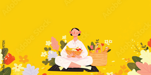 A serene person sits cross-...