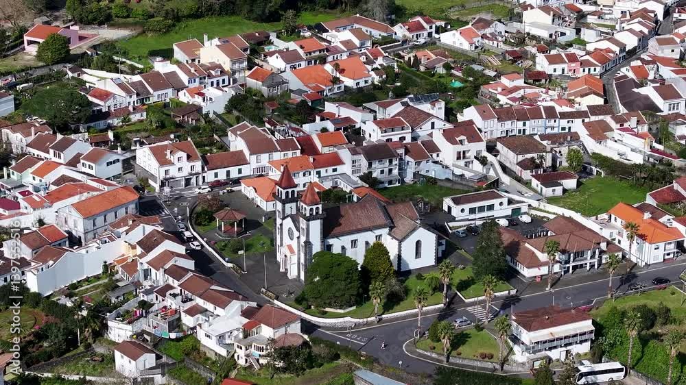 Aerial arc, Igreja de Nossa Senhora da Alegria parish church in Furnas, Azores