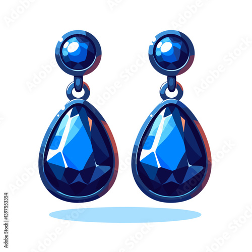 Blue sapphire drop earrings with silver settings. Ideal for luxury jewelry advertising, elegant accessory collections, special occasion gift ideas, or formal event styling guides.