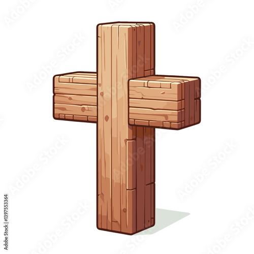 Wooden Christian cross with natural grain texture. Ideal for religious symbolism, church decoration items, spiritual faith materials, or wooden craft product marketing.